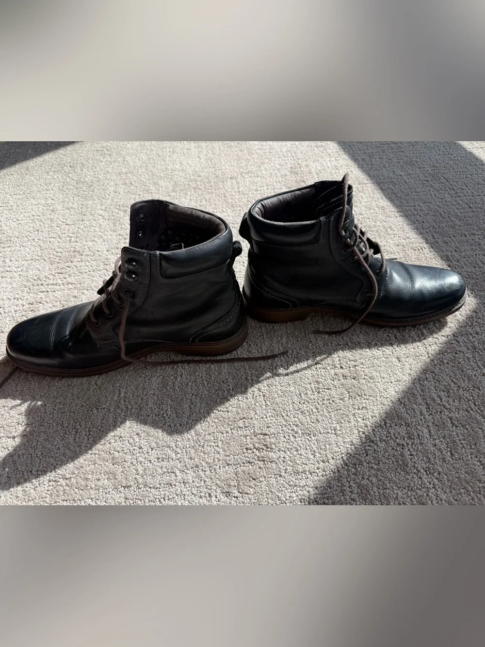 Men's Black Leather Lace-Up Ankle Boots